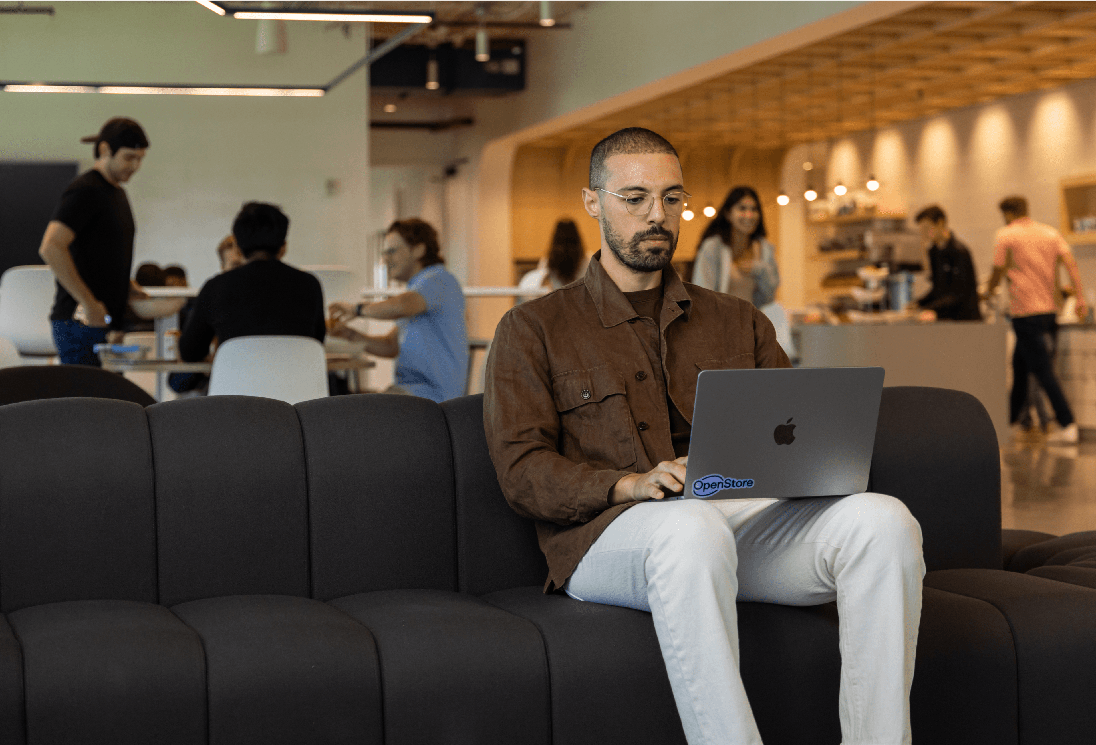 OpenStore employees congregating in 11th floor lunch room