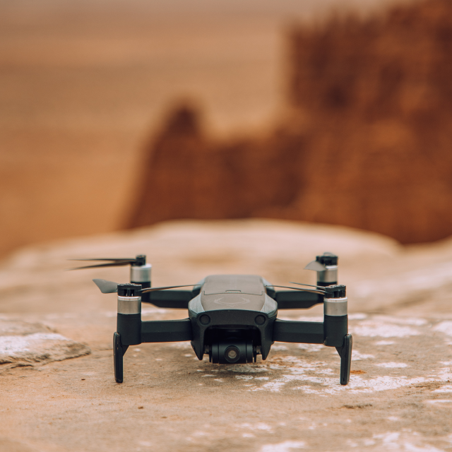 Drone on a rock
