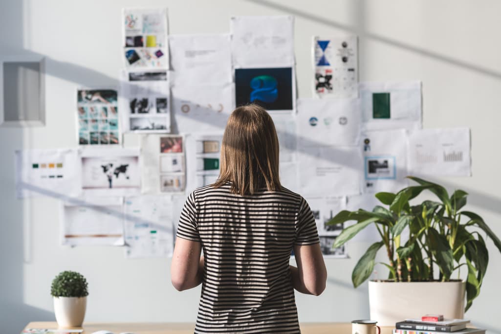 Female entrepreneur reviewing portfolio of brands and ideas